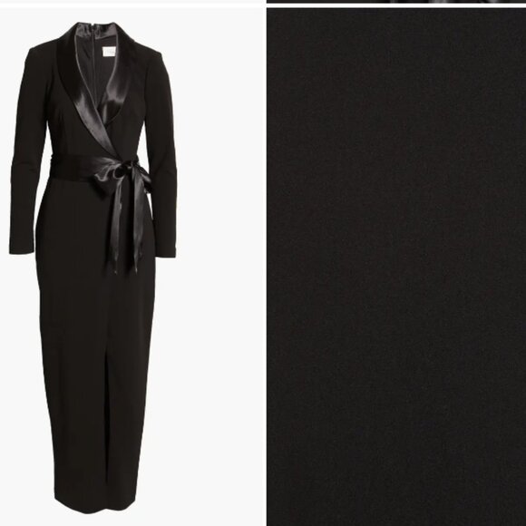 ELIZA J LONG SLEEVE TUXEDO BLACK GOWN DRESS sz 2 - Picture 3 of 4